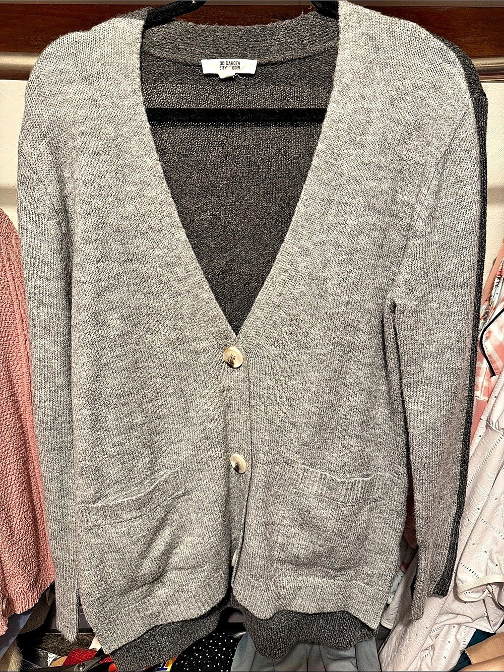 BB Dakota Steve Madden Gray Button-Front Cardigan Size Small